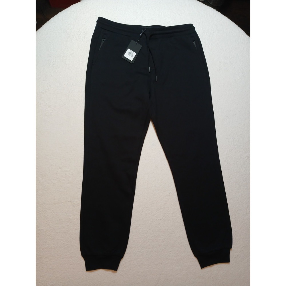 NWT Bugatchi Men's Jogger Sweatpants Size 32 Black Luxury Knit Pocket MSRP $199